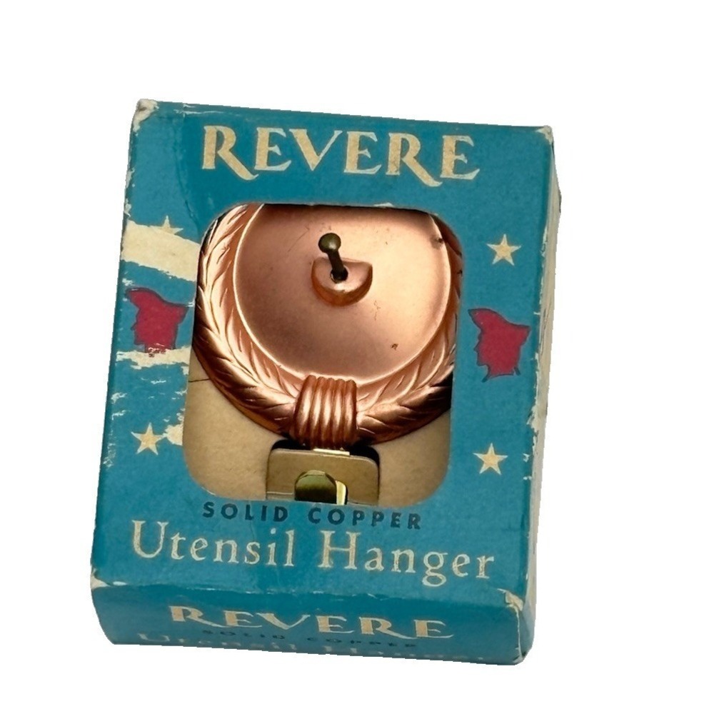 Vintage REVERE Solid Copper Utensil Hanger w/ Box Mid Century
